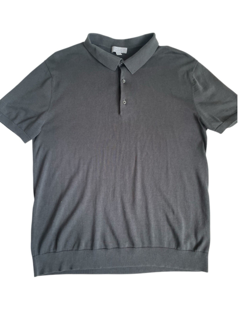 COS Polo Shirt Men’s M Gray Slim Silk Cotton Knit Short Sleeve Minimalist